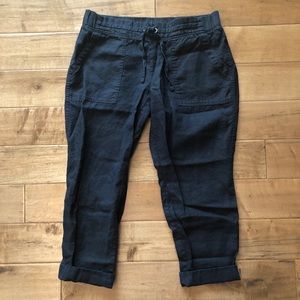 Athleta Linen Crop Pants with Tie Waist Sz 14